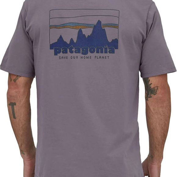 NWT Men's '73 Skyline Organic T-Shirt IN RUSTIC PURPLE COLOR - Picture 3 of 7